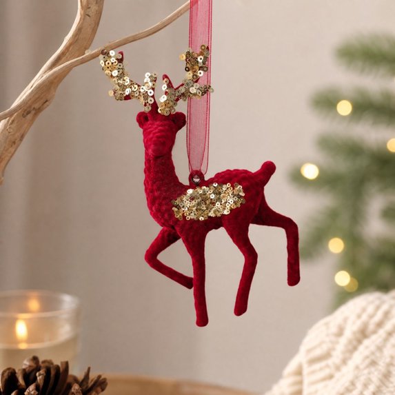 Christmas Tree Hanging Ornaments, PVC Holiday Decorations with Pre-Attached Hanging Loop for Tree, Door Knobs, Mantel, Wall Hooks, Indoor Festive Display