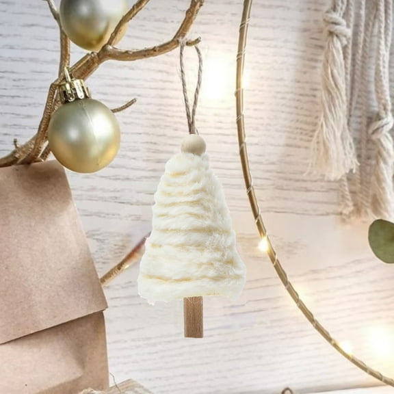 Christmas Tree Hanging Ornaments with Ropes,White Small Christmas Tree Decorations Tiny Xmas Decoration, Christmas Tree Hanging Decoration Small Christmas Tree Accessories Small Pendants