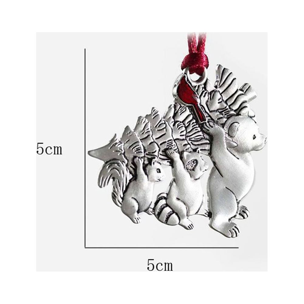 Christmas Tree Hanging Pendant Solid Pewter Metal Xmas Ornaments