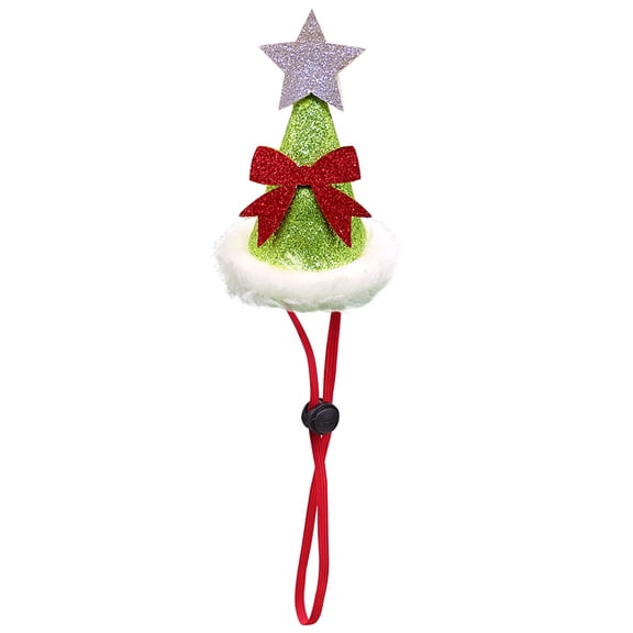 Christmas Tree Hat, Christmas Tree Star Pet Hat with Adjustable Chin Strap, Xmas Holiday Costume for Small Puppy Kitten, Polyester Holiday Costume for Cats Small & Medium Dogs