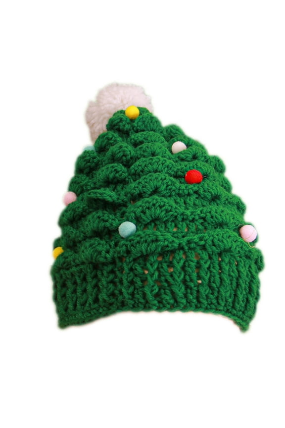 Christmas Tree Hat Knitted Crochet Beanie Cap Household Head Decorations