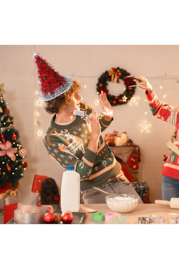 Christmas Tree Hat for Adults Kids, Humorous 15.7” Decorated Christmas Tree Hat, Festive Holiday Party Decor