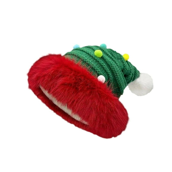 Christmas Tree Hats Winter Knitted Crochet Beanie Santa Elf Hat Funny Holiday Beanies