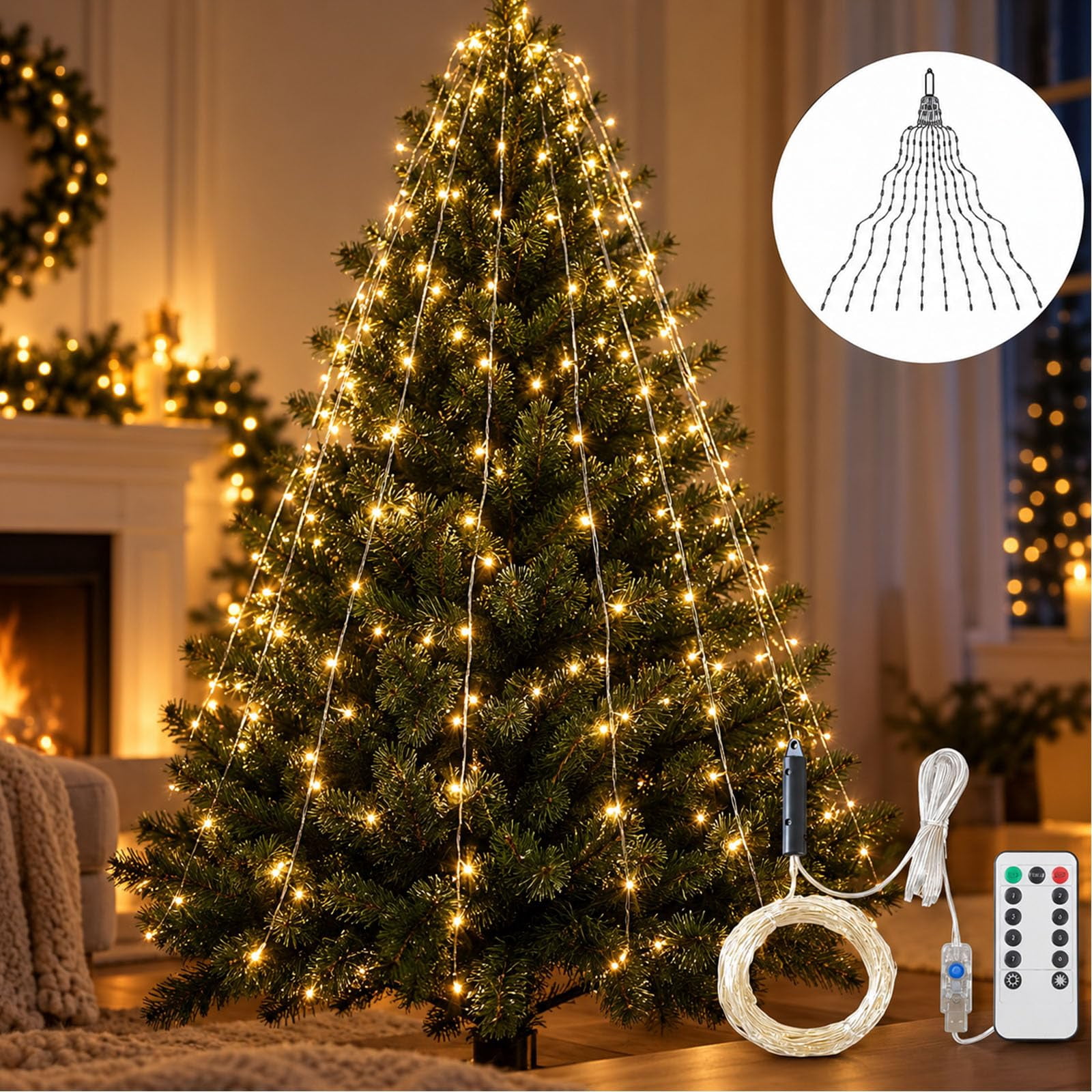 Christmas Tree Holiday Lights with Cascading Twinkle Effect, Lighting ...