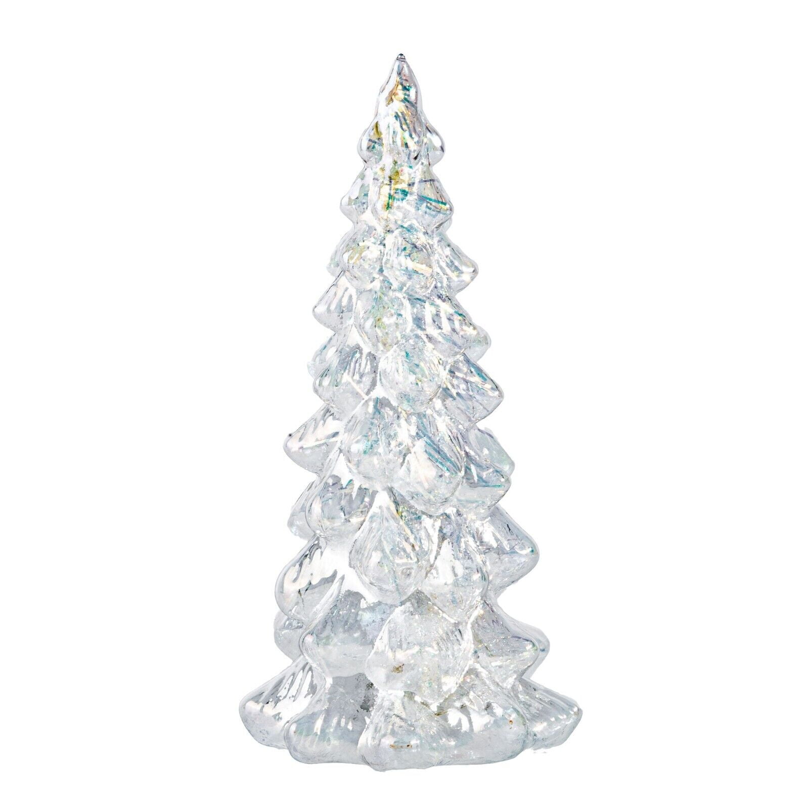 Christmas Tree, Holidays Decorative Table Tree 8" LED Silver Glass