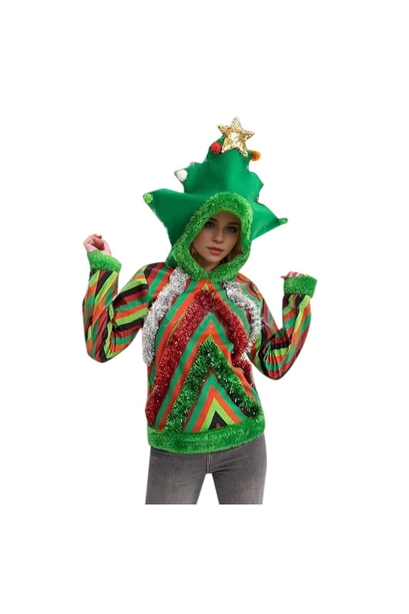 Christmas Tree Hoodie For Party Performance Outfits Festive Holiday Apparel For Men And Women