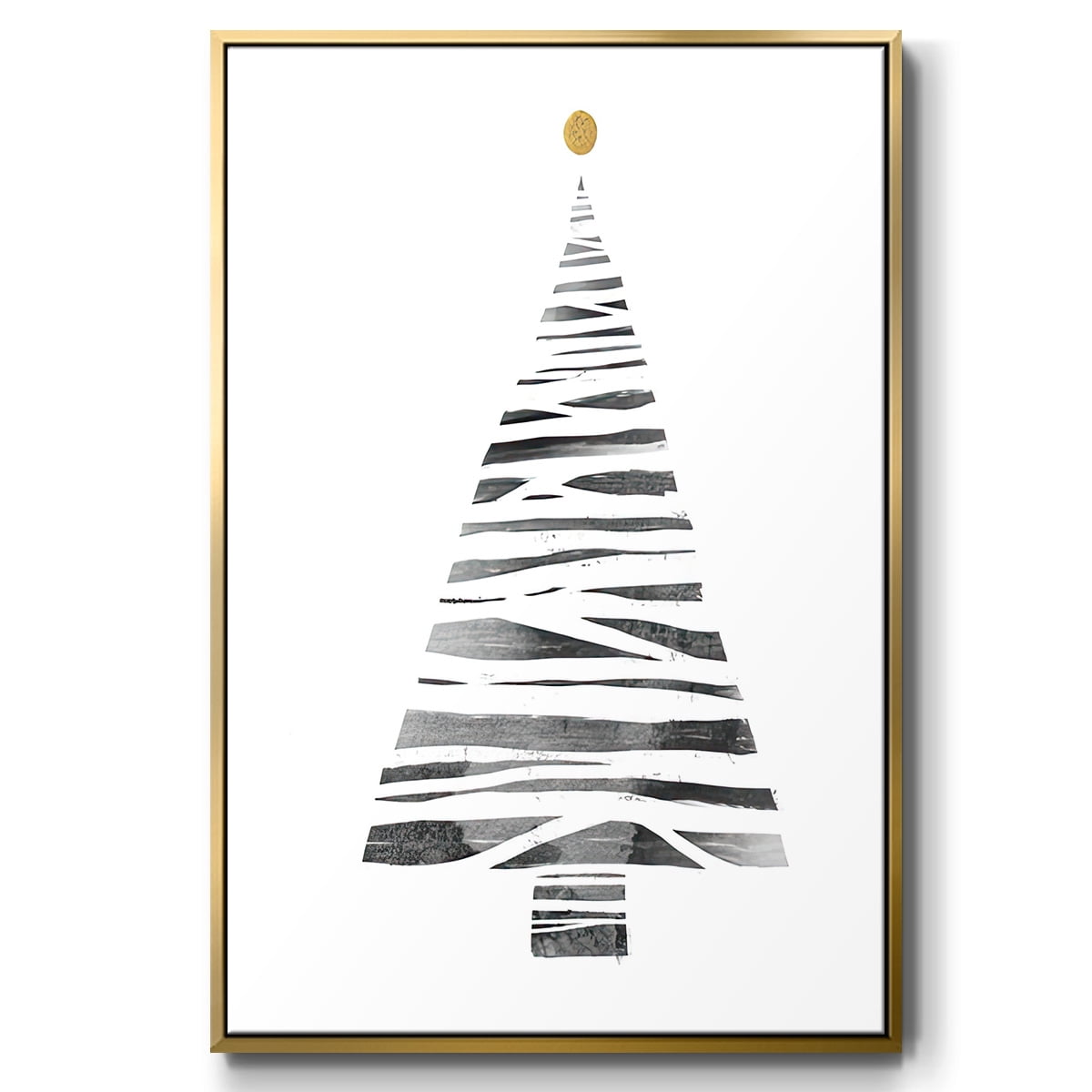 Christmas Tree I - Framed Gallery Wrapped Holiday Canvas - 17 x 25 - Gold Frame