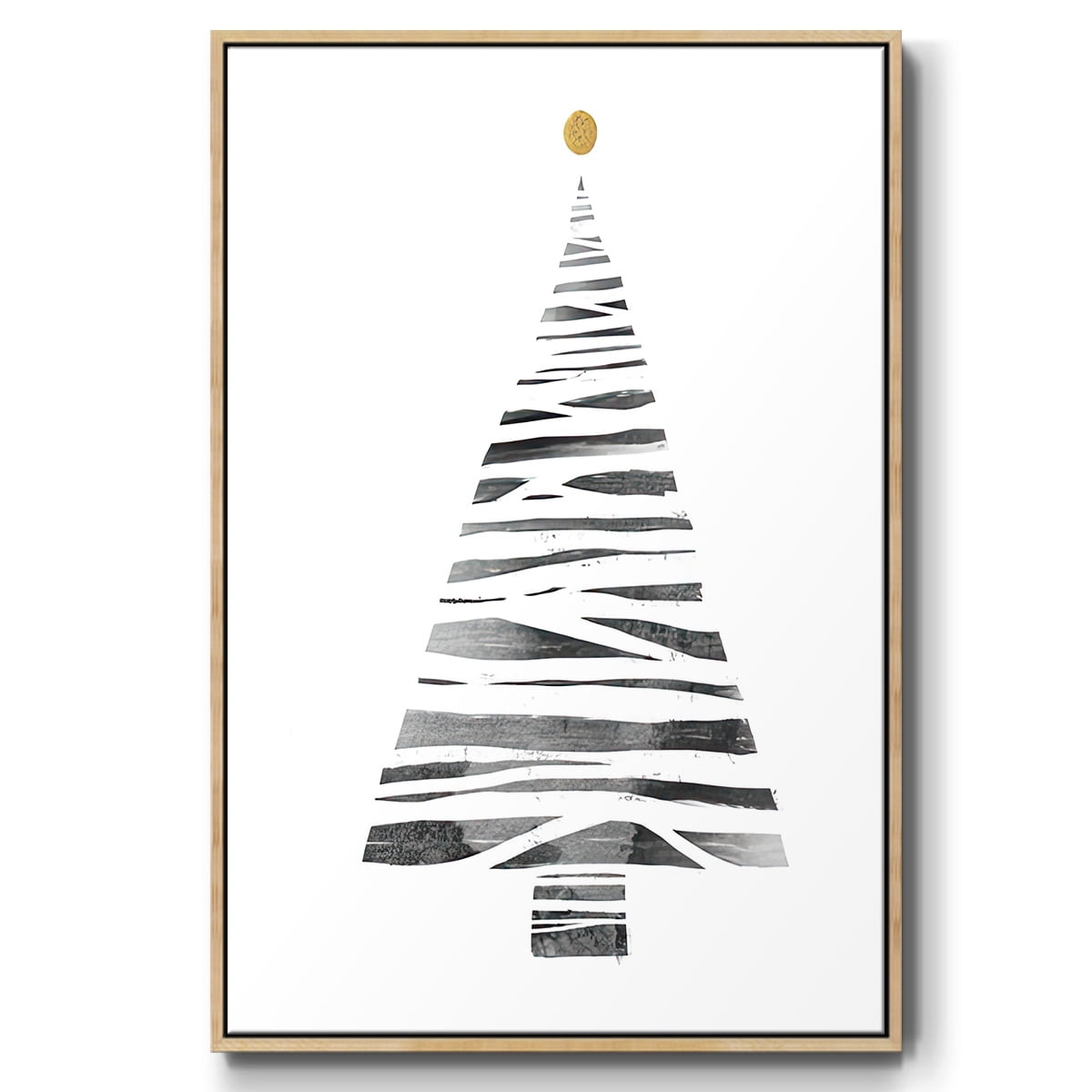 Christmas Tree I - Framed Gallery Wrapped Holiday Canvas - 17 x 25 - Natural Wood Frame