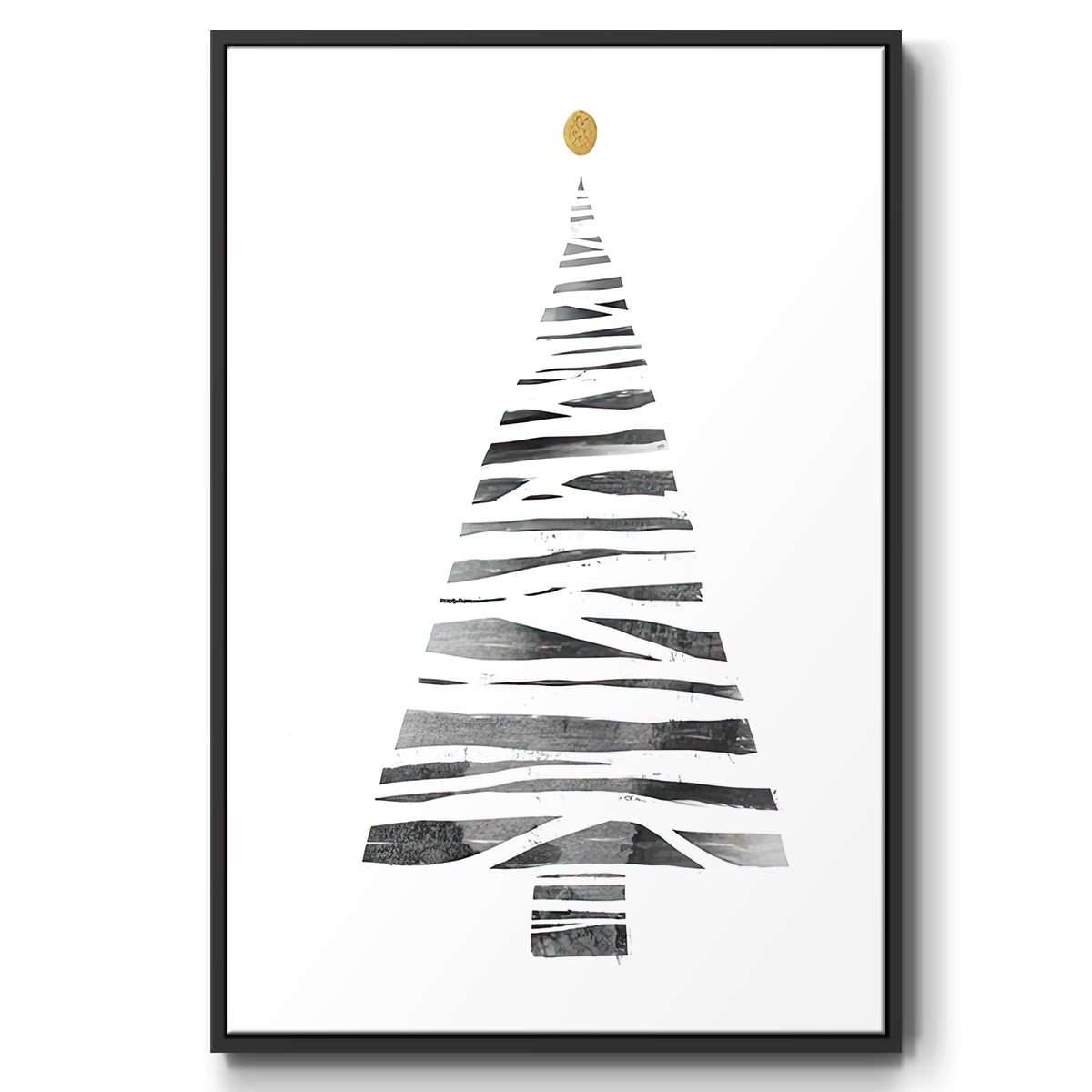 Christmas Tree I - Framed Gallery Wrapped Holiday Canvas - 25 x 37 - Black Frame