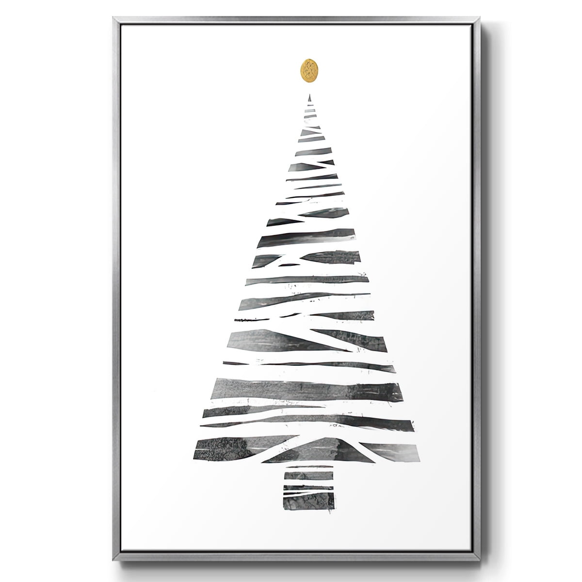 Christmas Tree I - Framed Gallery Wrapped Holiday Canvas - 27 x 41 - Silver Frame