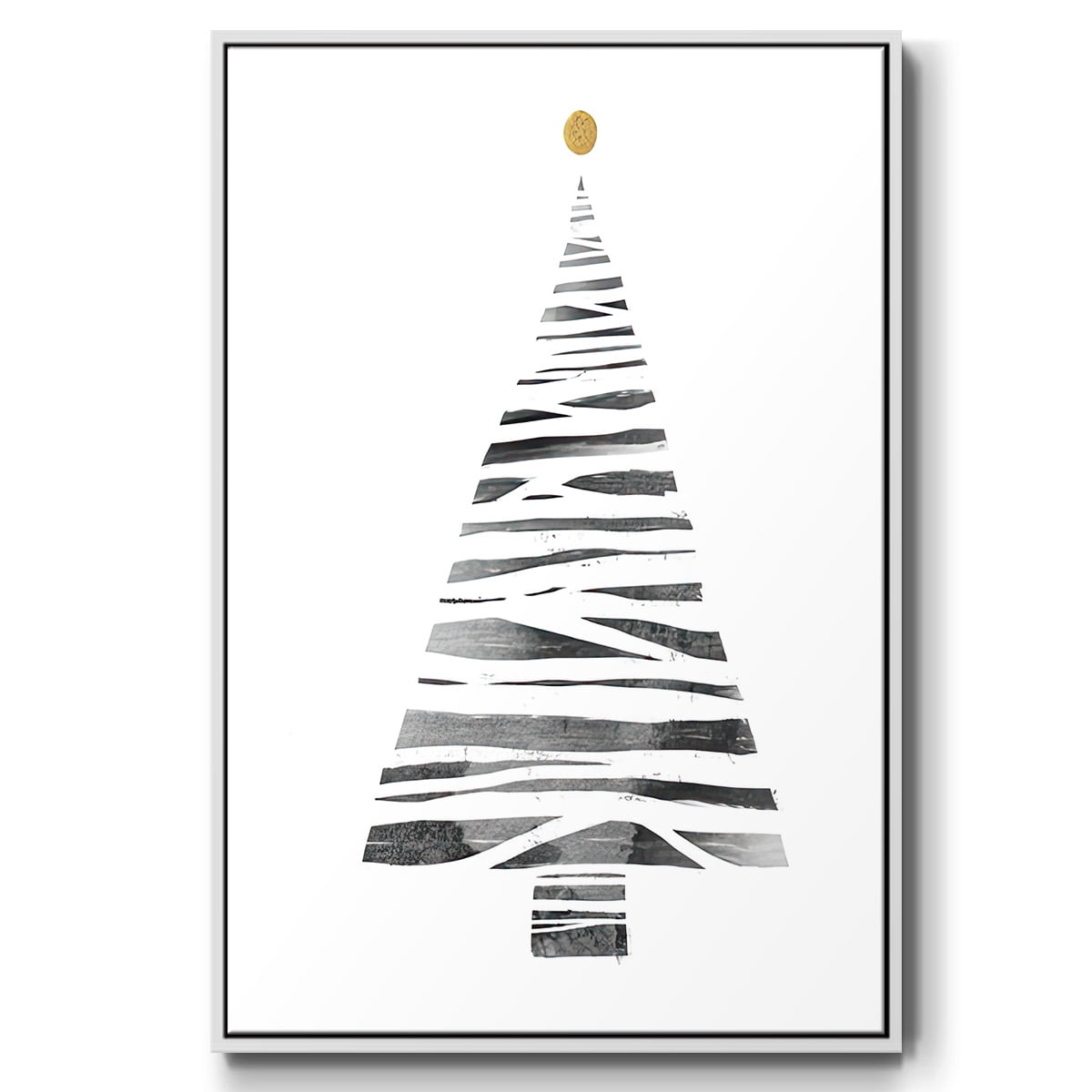 Christmas Tree I - Framed Gallery Wrapped Holiday Canvas - 27 x 41 - White Frame