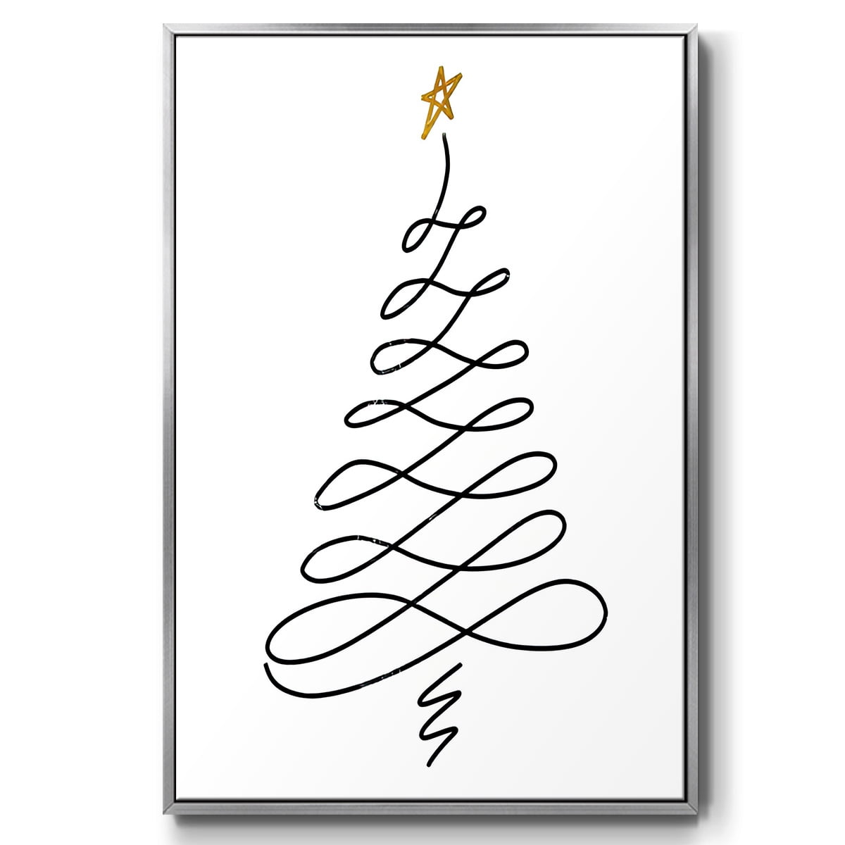 Christmas Tree III - Framed Gallery Wrapped Holiday Canvas - 17 x 25 - Silver Frame