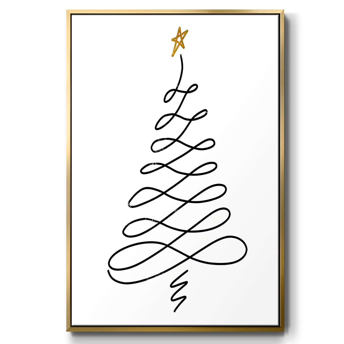 Christmas Tree III - Framed Gallery Wrapped Holiday Canvas - 25 x 37 - Gold Frame