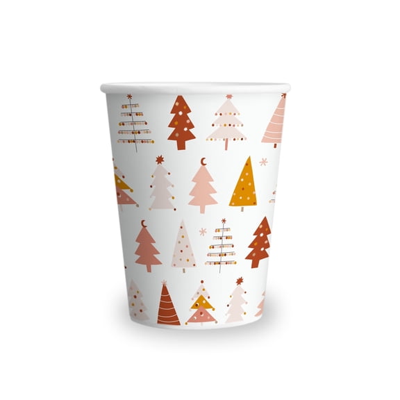 Christmas Tree Icon Paper Cups 9 Oz Set of 8