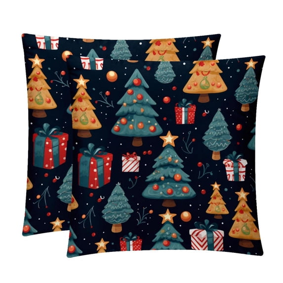 Christmas Tree Inserts - Set of 2 Bed Pillow Inserts with Unique Patterns - Available in Sizes 16x16, 18x18, 20x20 Inches for Throw Pillow Covers - Great for Any Occasion!