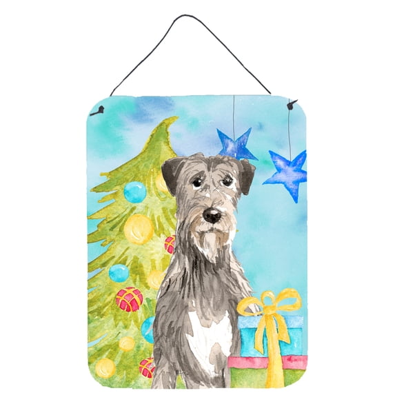 Christmas Tree Irish Wolfhound Wall or Door Hanging Prints