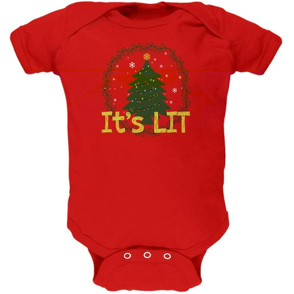 Christmas Tree It's Lit Soft Baby One Piece Red 0-3 M