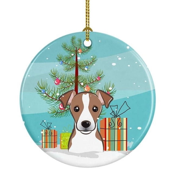 Christmas Tree & Jack Russell Terrier Ceramic Ornament
