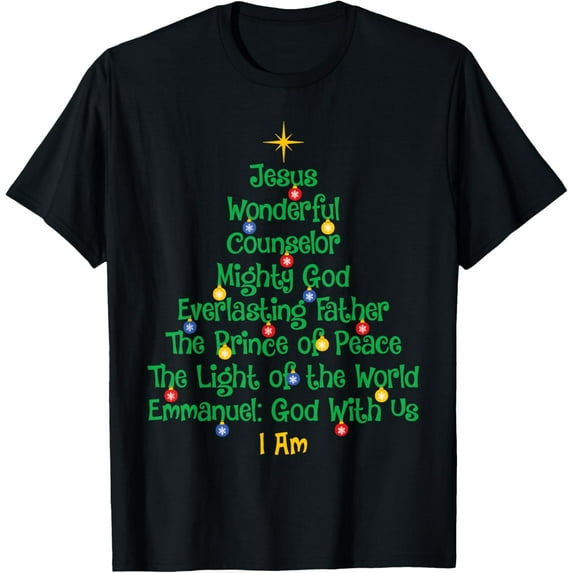 Christmas Tree Jesus Christian Cross Bible Verse Men Women Funny Creative Graphic T-Shirt