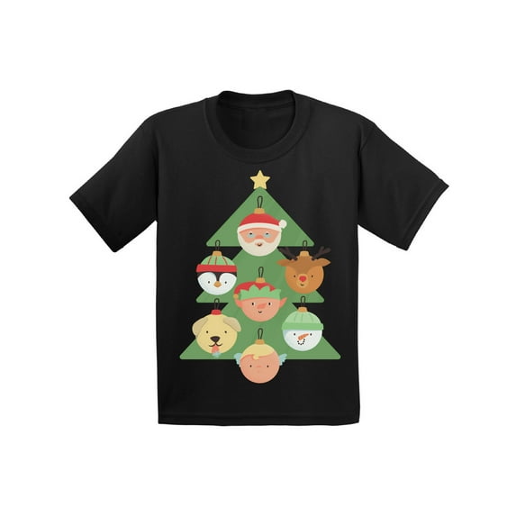 Christmas Tree Kids Shirt Xmas Toddler T-Shirt for Children Girls Boys Santa Deer Animals Happy Holidays Gifts