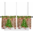 thumbnail image 1 of Christmas Tree Kitchen Curtain 2 Panels Tiers Curtains 36 Inch Length, Xmas Snowflake Botanical Balls Vintage Curtains Rod Pocket Curtains Window Drapes Treatment Window Cafe Curtains, 1 of 5
