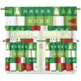 thumbnail image 1 of Christmas Tree Kitchen Curtain Valance and Tiers Set Snowflake Window Tiers Kitchen Curtain Sets with Valance,Home Collection,3 Pack, 1 of 6