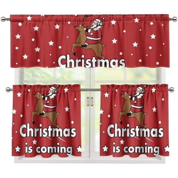 Christmas Tree Kitchen Curtain Valance and Tiers Set Snowflake Window Tiers Kitchen Curtain Sets with Valance,Home Collection,3 Pack