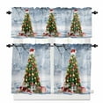 thumbnail image 1 of Christmas Tree Kitchen Curtains and Valances Set, Red Hat Winter Snowflake Gift Snowman Rod Pocket Window Valance 18 Inch Window Curtain Panels for Living Room Bedroom Laundry, 27.5x24in, 3 Pieces, 1 of 7