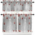 thumbnail image 1 of Christmas Tree Kitchen Curtains and Valances Set, Rod Pocket Curtains Tier Farmhouse Window Curtains 24 Inch Length, Winter Silver Leaves Red Ball Snowflake 3 Piece Kitchen Curtains Set, 1 of 6