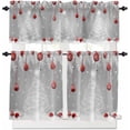 thumbnail image 1 of Christmas Tree Kitchen Curtains and Valances Set, Rod Pocket Curtains Tier Farmhouse Window Curtains 36 Inch Length, Winter Silver Leaves Red Ball Snowflake 3 Piece Kitchen Curtains Set, 1 of 6