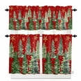 thumbnail image 1 of Christmas Tree Kitchen Curtains and Valances Set, Winter Xmas Pine Tree Forest Snowflakes Red Rod Pocket Window Valance Window Curtain Panels for Living Room Bedroom Laundry, 27.5x36in, 3 Pieces, 1 of 7