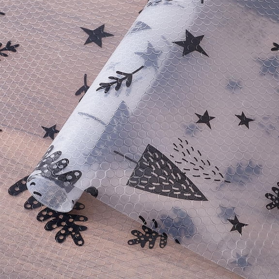 Christmas Tree Kitchen Shelf Liners Clear Cabinet Liner Drawer Mat Non Adhesive PEVA Shelf Liners Non-Slip Washable Waterproof Oilproof Pads Protectors for DIY Fridge Cupboard 11.81x39.37 Inch