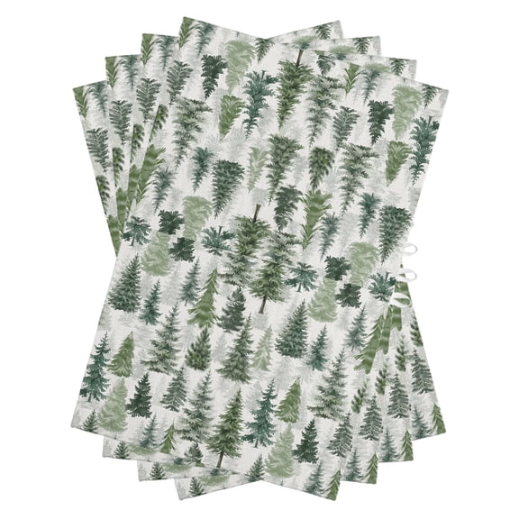 Christmas Tree Kitchen Towels Dish Towel Pack of 4 Winter Minimalist Green Forest Woodland Pine Tree Soft Dish Cloth Set Absorbent Dishcloth for Drying Dishes, Hand Towels 18 x 28 Inches