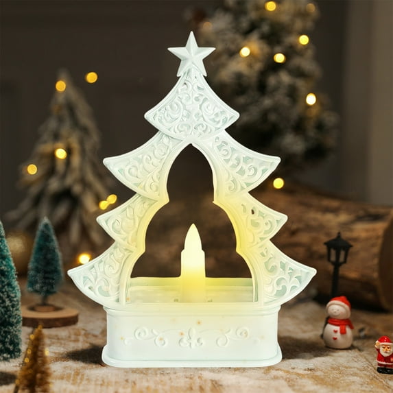 Christmas Tree LED Light Battery Operated Mini Tabletop Decor 6.3 Inch Plastic Christmas Decoration with Multi Color Lights for Home Office Desk Party Decor