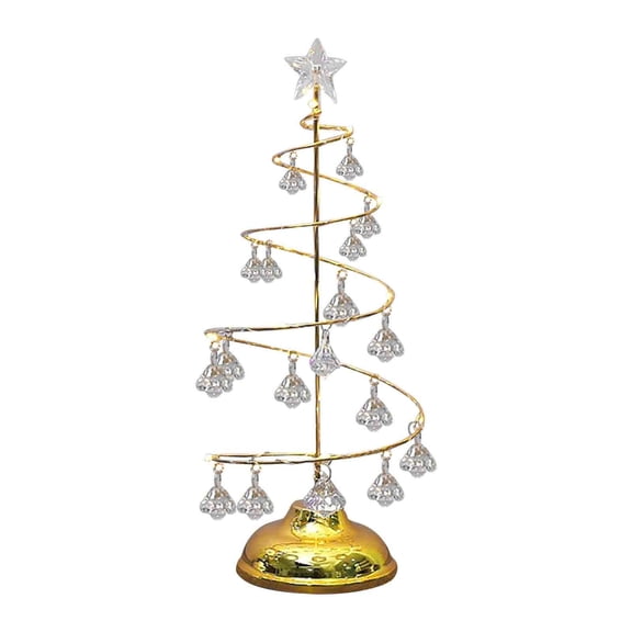 Christmas Tree Lamp, Crystal Spiral Christmas Tree with Glittering Star, 10 Inch Battery Operated Silver Christmas Tree Light with Metal Stand for Christmas Table Decoration