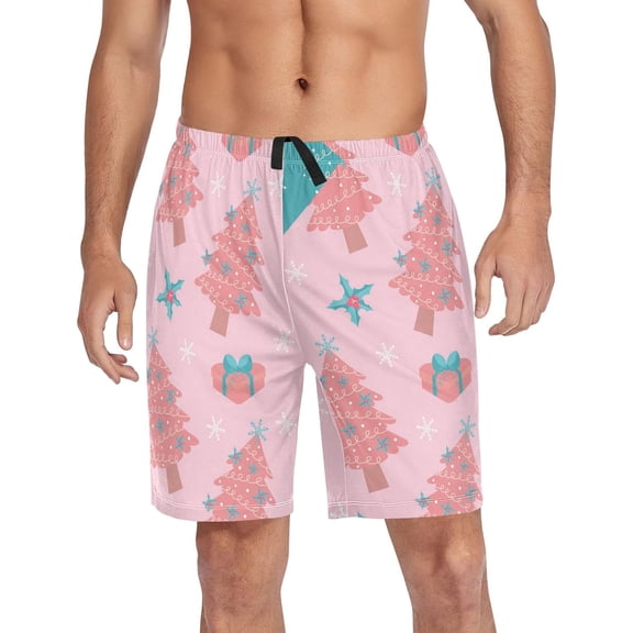 Christmas Tree Lantern Pajama shorts Mens Lounge Sleep Shorts Casual Men Pajama Bottoms with Drawstring & Pockets