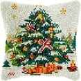 thumbnail image 1 of Christmas Tree Latch Hook Kits Pillow DIY Rug Crochet Hook Cushion Making Kits Printed Pattern Canvas Pillowcase Hooking Kits Pillow Cover Crochet Kits 43x43cm(fs20), 1 of 7