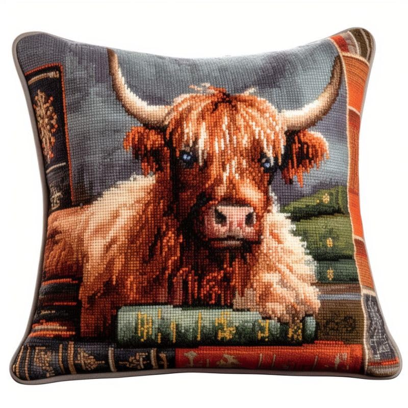 Christmas Tree Latch Hook Pillow Cover Kits for DIY Handmade Throw Pillow Cross Stitch Latch Hook Pillowcase Rug Cushion Kits with Preprinted Canvas Crochet Yarn Kits Needlework 17'' X 17''