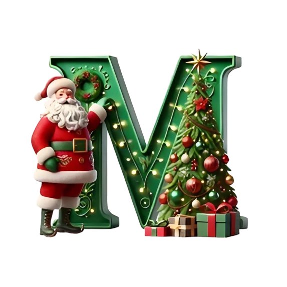 Christmas Tree Letter Decoration Pendant with Santa and Xmas Tree, Personalized Alphabet Christmas Ornaments for Xmas Tree Hanging Decor