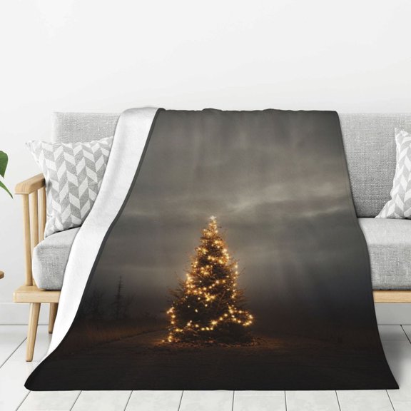 Christmas Tree Light (13) Throw Blanket for Stylish Warm Winter Cabin Ultra-Soft Micro Fleece Blanket, Premium Microfiber, Silky Soft, Plush, Warm and Lightweight for Couch, Sofa, Bed - 40"X30"