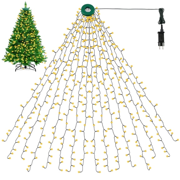 Toopower Christmas Tree Light Chain with Ring, 400 LEDs, 8 Modes, for 90cm-220cm Trees