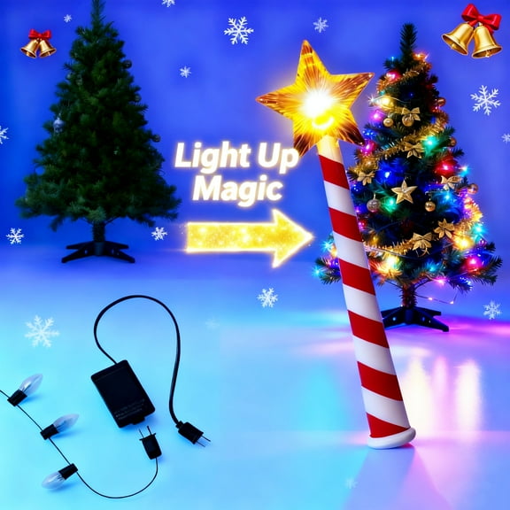 Christmas Tree Lighting Wand with Wireless Remote Controller Outlet, Magical Wand Christmas Tree String Lights for Xmas Tree Decoration, Tree Lighting Ornaments Gift, Creating Surprise Atmosphere
