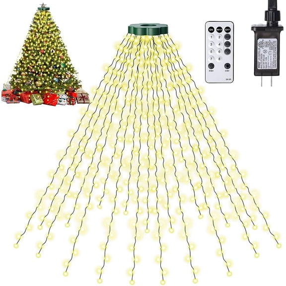 Christmas Tree Lights - 480 LEDs 9.8FT x 16 String Lights with Memory Function & 8 Modes, Fairy Lights with Remote Control & Timer for Christmas Tree Decorations - Warm White