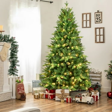 Sesslife Pre-Lit Artificial Christmas Tree with Warm White Lights, Indoor/Outdoor, 6'