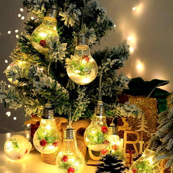 Christmas Tree Lights Indoor, 13.78FT Christmas Snow Globe String Lights with 10 LED Clear Bulbs, Battery Powered String Lights for Tree Garland Party Christmas Decor (Set of 1)