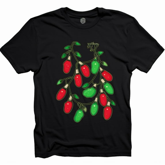 Christmas Tree Lights Joke Tee Men's T-shirt New Cotton Black Tee XS-5XL