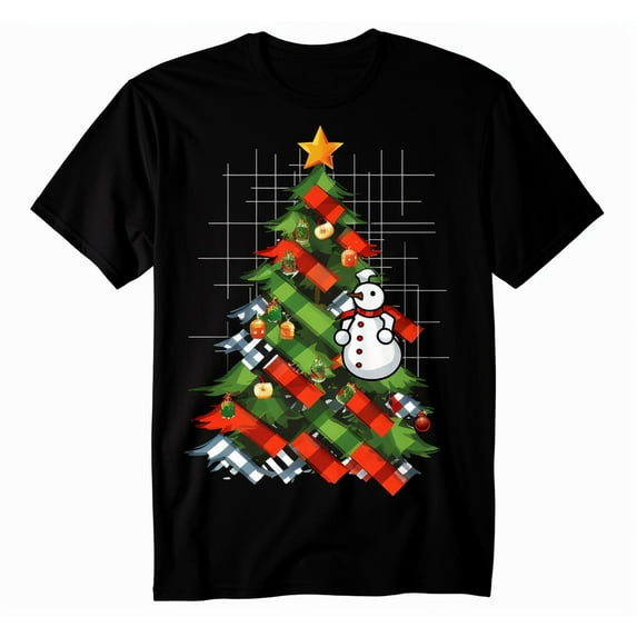 Christmas Tree Lights Men's T-shirt New Cotton Black Tee XS-5XL