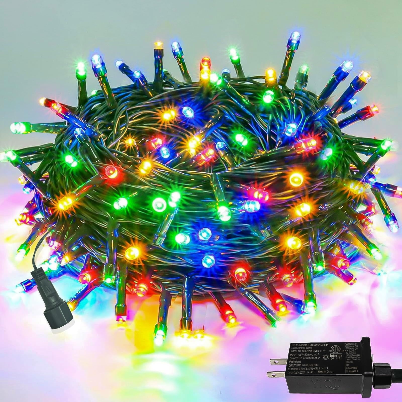 Christmas Tree Lights Outdoor, 105Ft 300LED Twinkle Fairy Lights String Lights for Christmas LED Garland Wreath Wedding Indoor Holiday Decorations , Multicolor