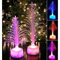 thumbnail image 1 of Christmas Tree Lights Outdoor Decorations - 7 Color Changing Optical Fiber Trees for Yard Pathway Outside Xmas Decor - Garden Stake Lights, 1 of 9