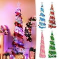 thumbnail image 1 of Christmas Tree with Lights Tinsel Christmas Tree Decoration Artificial Christmas Tree 4.92FT Foldable Pencil Tinsel Christmas Tree With Ball & Light for Xmas Home Office Party Decor, 1 of 9